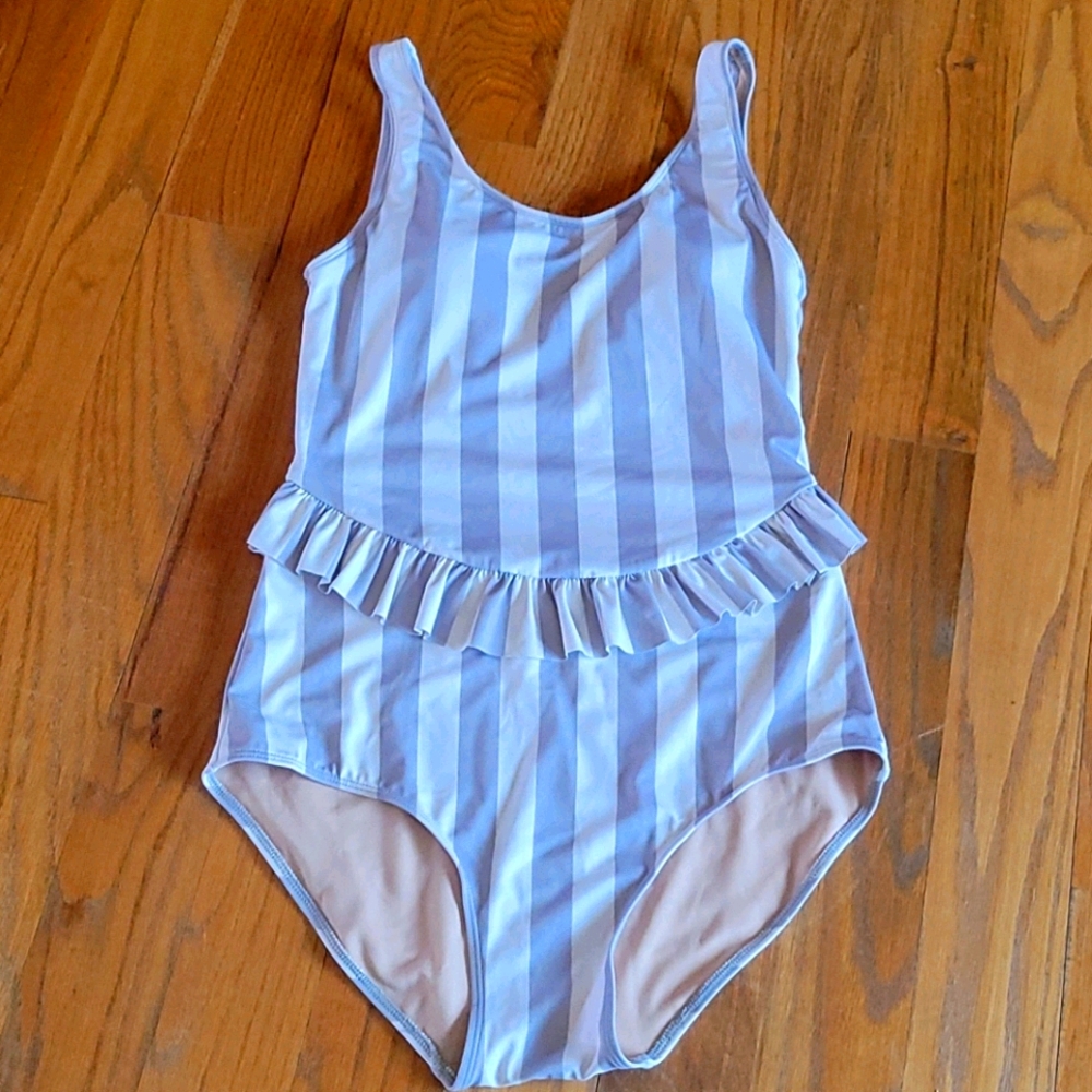 Kortni Jeane gray stripe one piece M medium